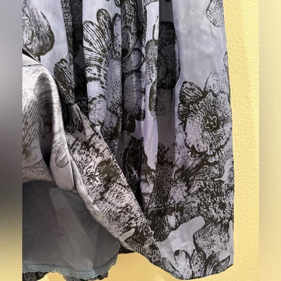 Anthropologie Blue Floral A-Line Skirt - Picture 9 of 16